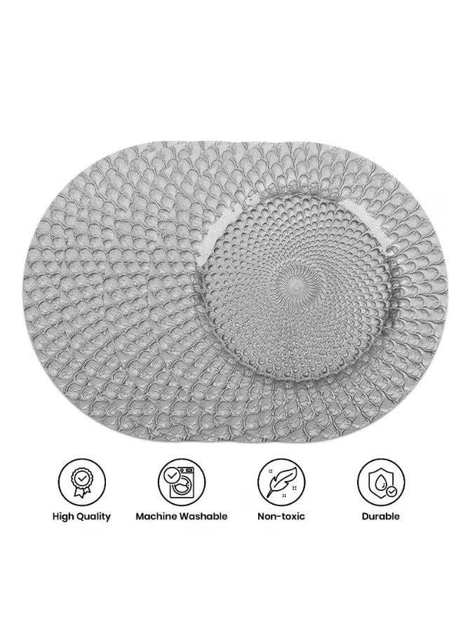 Christmas Round Placemats Set of 4 2D Glass Charger Print Polyester Table Mats - Image 3